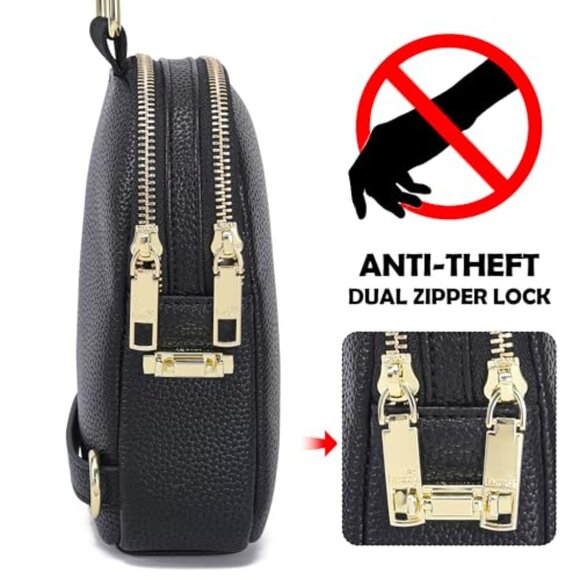 Vegan Leather Crossbody Bag Anti-Theft RFID Minimal Chic Travel Essential - Picture 4 of 8